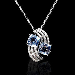 PREORDER | Topaz Gemstone Crossover Diamond Necklace 16-18" 18kt Chain