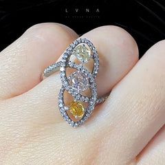LVNA 시그니처 희귀 컬러 다이아몬드 칵테일 링 18kt