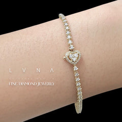 Golden Heart Shape Eternity Diamond Bracelet 14kt