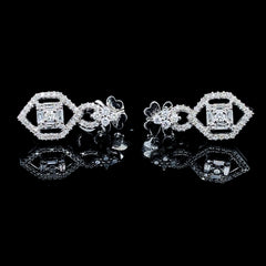 Square Art Dangling Diamond Earrings 14kt