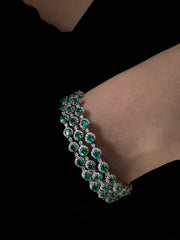 “The Lara” LVNA Signatures™️ Three-Tier Green Colombian Gemstones Diamond Bracelet 18kt | Editor’s Pick