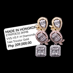 PREORDER | Multi-Tone Cluster Shape Diamond Earrings 14kt