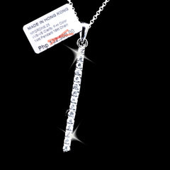 Stick Drop Diamond Necklace 16-18” 18kt White Gold Chain