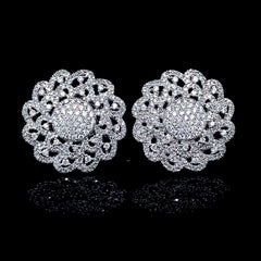 PREORDER | Floral Studded Statement Diamond Earrings 14kt