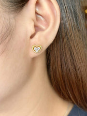 Golden Classic Heart Diamond Earrings 14kt
