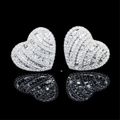 CLEARANCE BEST | Heart Baguette Stud Diamond Earrings 14kt
