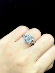 长方形装饰钻石戒指 14k
