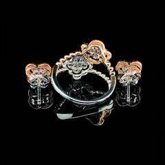 PREORDER | Rose Clover Paved  Floral Design Diamond Jewelry Set 14kt