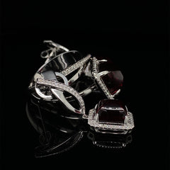 PREORDER | Red Ruby Dangling Gemstones Diamond Jewelry Set 14kt