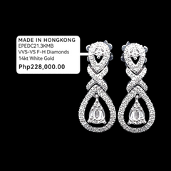 Pear Halo Drop Dangling Diamond Earrings 14kt