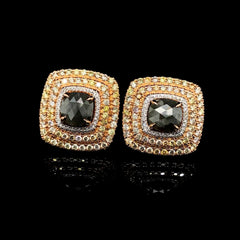 PREORDER | Rose Cushion Statement Colored Diamond Earrings 14kt