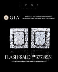 PREORDER | 2.45cts Radiant Cut Center Detachable Halo Solitaire Stud Diamond Earrings GIA Certified