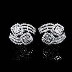 CLEARANCE BEST | Cushion Crossover Creolle Diamond Earrings 14kt