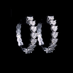 Heart Baguette Hoop Diamond Earrings 14kt