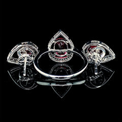 PREORDER | Oval Pear Red Ruby Gemstones Diamond Jewelry Set 14kt