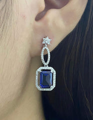 PREORDER | Infinity Blue Sapphire Emerald Dangling Gemstones Diamond Earrings 14kt