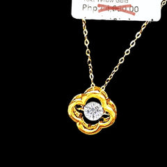 Golden Lucky Clover Dancing Diamond Necklace 18kt 16-18”