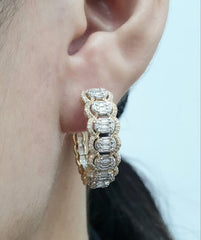 PREORDER | Golden Large Eternity Hoop Diamond Earrings 14kt