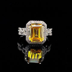 黄水晶宝石链钻石戒指 14kt