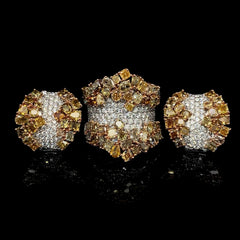 Rare Multi-Colored Diamonds Jewelry Set 14kt