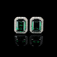 PREORDER | Green Emerald Stud Gemstones Diamond Earrings 14kt