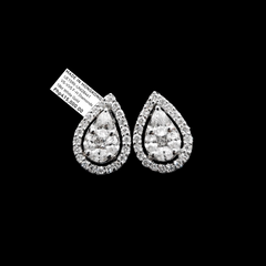 PREORDER | Classic 4.5ct Face Halo Pear Invisible Setting Stud Diamond Earrings 18kt