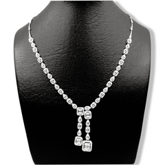 Emerald Diamond Drop Necklace 14kt