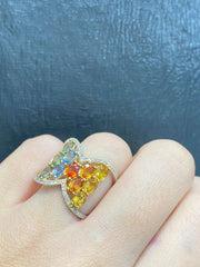 PREORDER | Rainbow Sapphire Gemstones & Diamond Ring 14kt