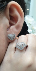 PREORDER | Double Halo Heart Diamond Jewelry Set 14kt