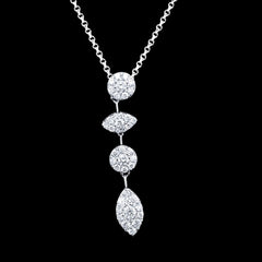 PREORDER | Floral Cluster Drop Diamond Necklace 16-18” 18kt White Gold Chain
