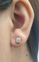 Rose Classic Stud Diamond Earrings 14kt