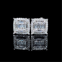 Classic Square Edged Stud Diamond Earrings 14kt