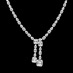 Emerald Diamond Drop Necklace 14kt