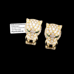 PREORDER | Golden Panther Hoop Deco Diamond Earrings 14kt
