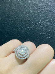 双光环圆形隐形镶嵌钻石戒指 14 克拉