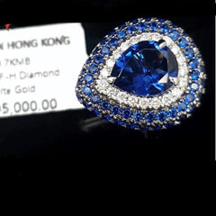 PREORDER | Pear Blue Sapphire Gemstones Diamond Ring 14kt