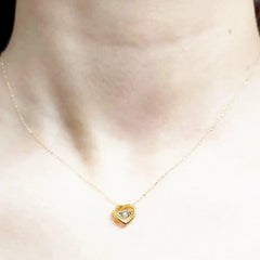 10.10 | Gld Golden Pendant Heart Dancing Diamond Necklace 18Kt 16-18