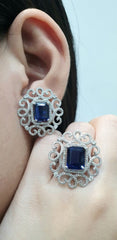 PREORDER | Blue Sapphire Gemstones Statement Diamond Jewelry Set 14kt