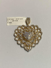 HKG | Large Golden Heart Paved Pendant Diamond Necklace 18kt