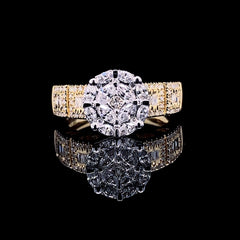 PREORDER | Golden Invisible Setting Round Paved Band Diamond Ring 14kt