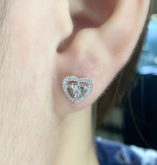 PREORDER | Classic Heart Halo Stud Diamond Earrings  14kt