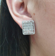 PREORDER | Large Mirror Emerald Statement Diamond Earrings 14kt