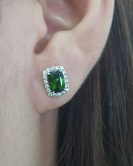 绿色祖母绿钻石耳环 18kt