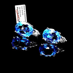 #LoveLVNA | Natural Blue Topaz Gemstones Dangle Stud Diamond Earrings 18kt