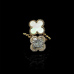PREORDER | Golden Floral Clover Mother of Pearl Diamond Ring 14kt