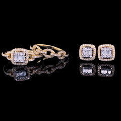 PREORDER | Golden Classic Cushion Diamond Jewelry Set 14kt