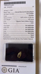 4.52 克拉 VVS1 天然花式黄色水滴形切割钻石 GIA