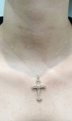 Rose Cross Deco Diamond Necklace 14kt