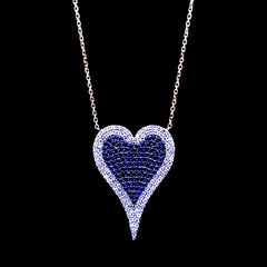 PREORDER | Golden Blue Sapphire Heart Gemstones Diamond Necklace 14kt