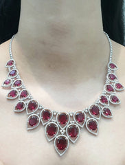 PREORDER | Grand Spades Red Ruby Gemstones Diamond Necklace 14kt